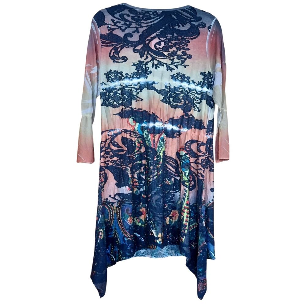 Kamana Art To Wear Mesh Dress Medium Lagenlook Asymmetric Boho Tunic Avant Garde - Picture 8 of 9